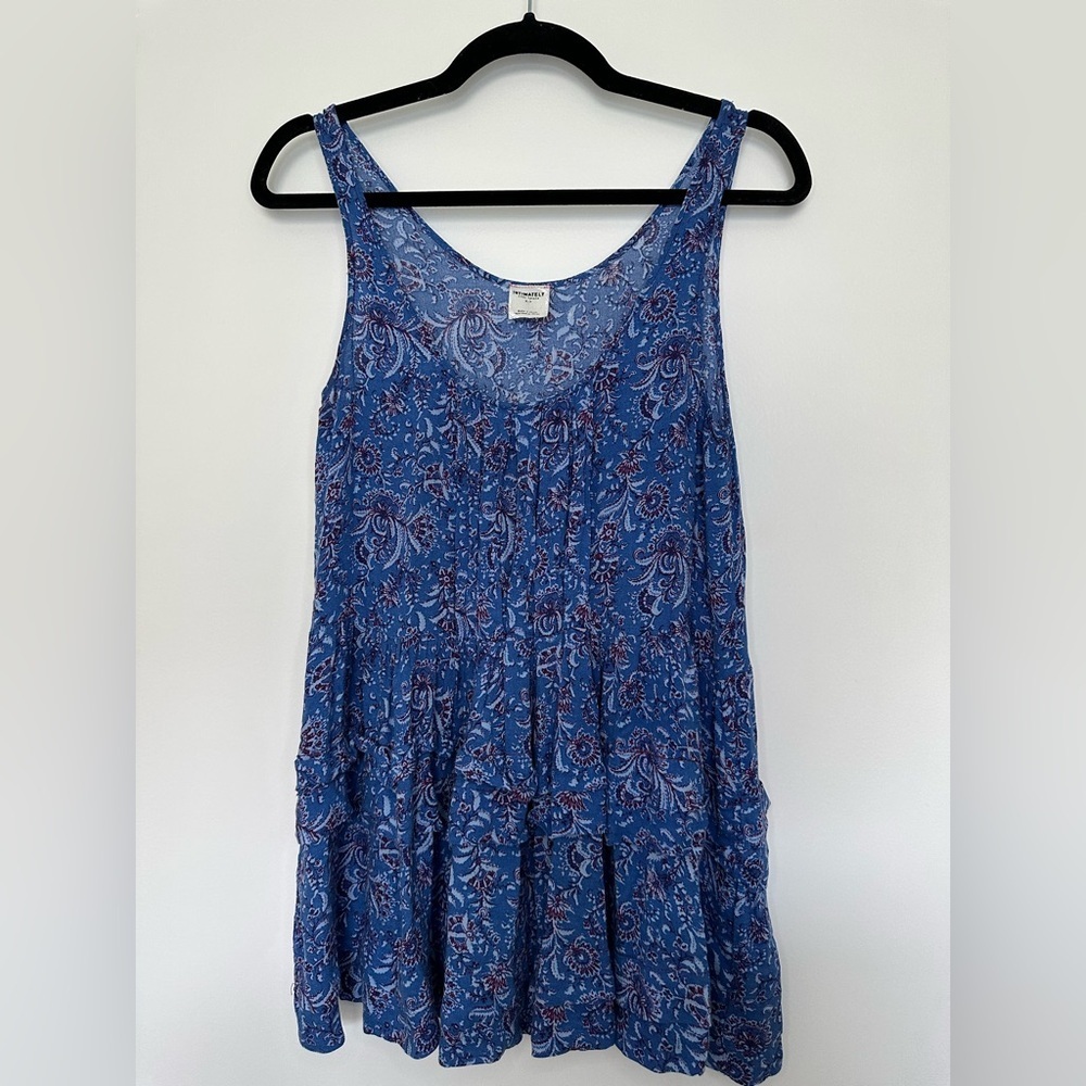 Intimately Free People Blue Flowy Ruffle Tiered Sleeveless‎ Paisley Floral Top S